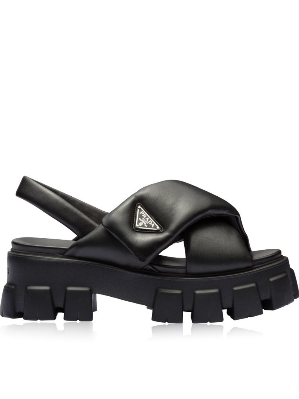 Prada Black Padded Leather Lug-Sole Platform Sandals 🚫No boxes🚫 - Picture 2 of 5